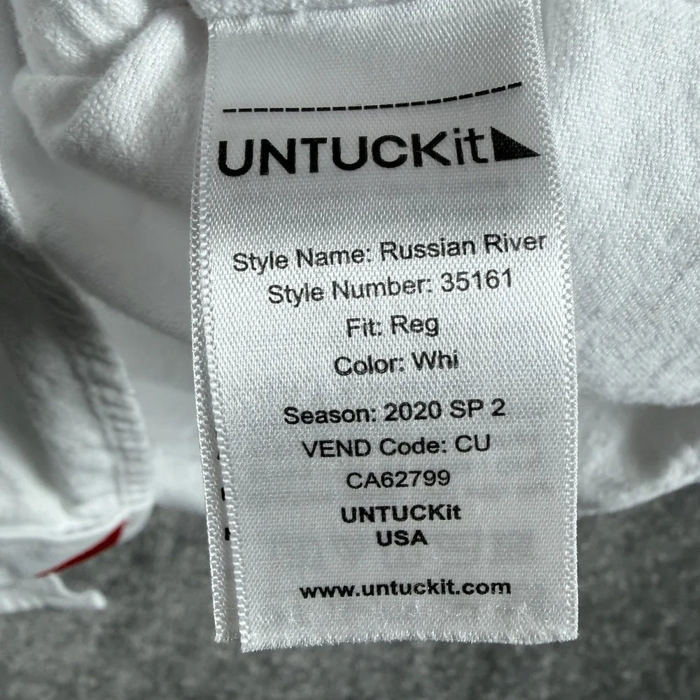 UNTUCKit Shirt Men's Large White Lightweight Flannel‎ Long Sleeve Button Up